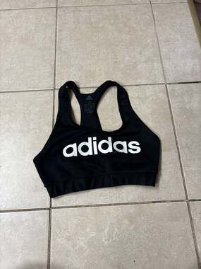 Adidas Women's Climalite Racerback Logo Sports Bra - Black/White